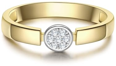 Rafaela Donata Damen Ring 925/- Sterling Silber/gelbgold | rhodiniert/gelbvergoldet 14 Karat, Solitärring, Zirkonia, weiß