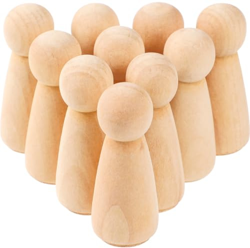 Warmhm 10StüCk Holz Engel Figuren Diy Holzengel Holzsteckpuppen Holzfiguren Zum Bemalen FüR Basteln Und Dekoration HochzeitstortenaufsäTze