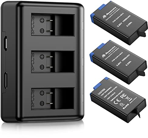 Max Battery - Confezione da 3 caricabatterie USB a 3 canali, compatibile con fotocamera GoPro MAX 360 e GoPro MAX ACDBD-001 ACBAT-001