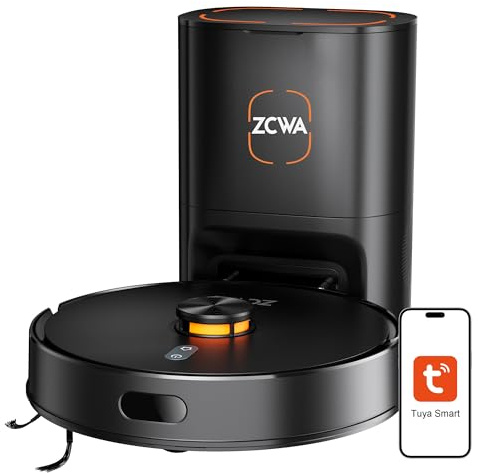 ZCWA D15S MAX Saugroboter und Wischmopp Combo, 10000Pa Saugroboter Saugroboter, Selbstentleerend, Lidar Navigation Roboterstaubsauger, 3200mAh/Automatisches Aufladen, 3,5L Staubbehälter, App-Steuerung