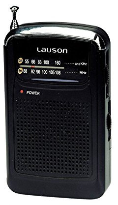 Lauson RA114 Radio Portátil AM / FM. Radio Portatil de Bolsillo con sintonización analógica FM/ AM 87-108 MHZ. Altavoz Incorporado, Incluye Funda y Auriculares.