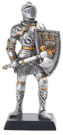 PTC 12,7 cm Gepanzerten Mittelalterliche Ritter mit AXT und Schild Statue Figur