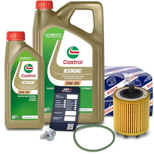1x Ölwechsel Set - BOSCH ÖLFILTER + 6 L CASTROL EDGE FST 0W-30 LONGLIFE