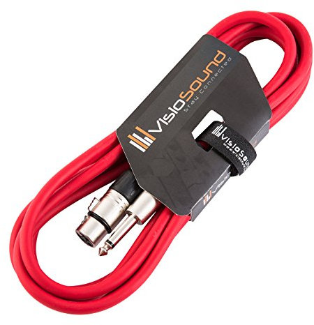 Hembra XLR a Cable Jack Mono 6.35mm 1/4 / Micrófono/Cable de señal / 6 colores 10m Rojo
