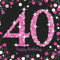 Amscan 9900603 - Servietten Sparkling Celebration 40, 16 Stück, 33 x 33 cm, Happy Birthday, Geburtstag