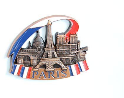 Kühlschrankmagnet mit Städtemotiv, z. B. Venedig, Paris, Rom, Prag, Amsterdam, Barcelona, Dubai, Thailand, aus Metall, tolles Souvenir, schöner Dekoartikel, metall, Silber Paris