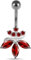 Monster Piercing Rotem CZ-Stein Orchidee Blume Design 925 Sterling Silber Bauch Bar Piercing