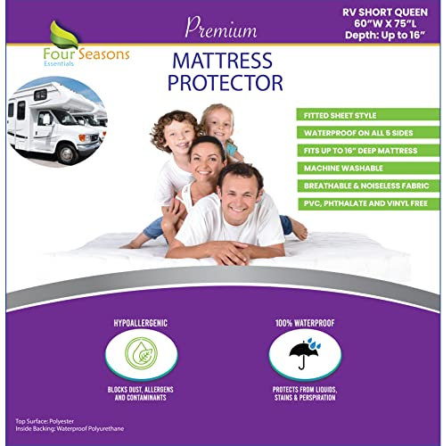 Wasserdichter Matratzenschoner für Wohnmobile, 152,4 cm B x 75 L, Spannbetttuch-Stil, hypoallergen, Premium-Qualität, schützt vor Staub, Allergien