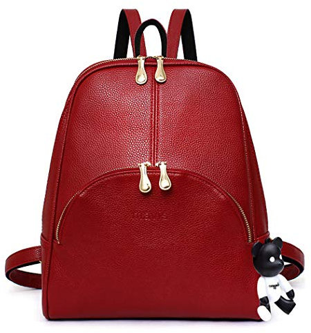 DEERWORD Damen Rucksack Taschen Frauen Elegant Tasche Stadtrucksack Rucksackhandtasche Vintage PU-Leder 5035 1-teilig set Weinrot