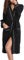 Vlazom Waffle Dressing Gowns Unisex Kimono Robe Cotton Lightweight Bathrobe for All Seasons Spa Hotel Sleepwear, Black-style a, L