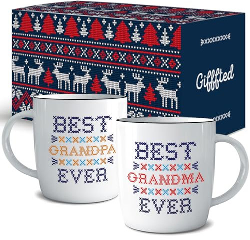 Gifffted Tasses Grand-mère Et Grand-père, Mug Original Idée Cadeau Pour Grands Parents, Anniversaire Mariage Couple, Mamie Et Papi Et Papy, Fete des Grand Parents, Mères, Pères, Noel, Cafe Tasse