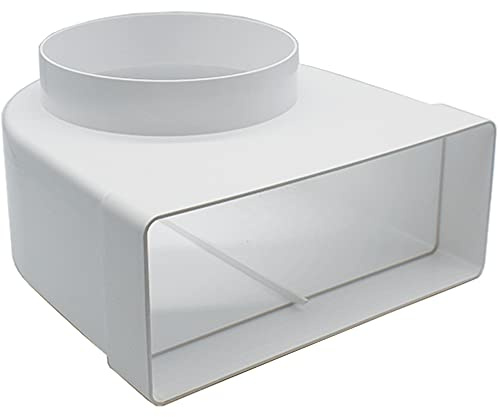 Kair Elbow Bend Adaptor 220mm x 90mm to 150mm - 6 inch Rectangular to Round 90 Degree Bend Adapter for Converting to Different Size Plastic Ducting Systems