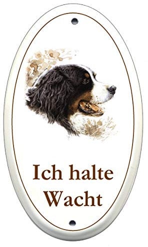 Sennenhund-Emaille-Schild-170 x 100 mm-oval-Hundeschild-Türschilder-Hund-Tiere-Email-Hinweisschild-Warnschild