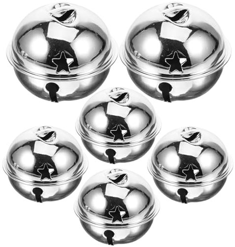 Supvox Jingle Bells, Silber Eisen Glocken für Weihnachten Dekoration, 6 Stück, 5x5x5 cm