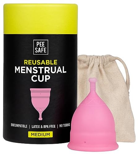 PEESAFE Menstruationstasse für Frauen | auslaufsicher | geruchlos | medizinisches Silikon | wiederverwendbar menstrual cup | Periodentasse | menstruationstasse s, Mittel