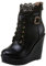 LUXMAX Stivaletti Donna Zeppa Alta Caviglia Stivali Plateau Tacco Alto con Stringate Cerniera Pizzo Fibbia (Nero) - 37 EU