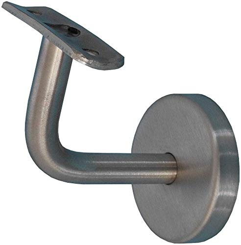 TIBU Handlauf Halter für Holz unbehandelt Handlauf Geländer Wandhandlauf Wand Treppe ohne Halter Modell D aus Edelstahl
