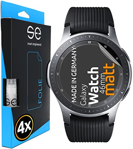 4x se® 3D SCHUTZFOLIE Entspiegelt für Samsung Galaxy Watch (46mm),Anti-Staub, 100% Fingerabdruck & FaceID kompatibel, einfache blasenfreie Installation, Ultra-Klar,Stoß-Kratzfest, aus Deutschland