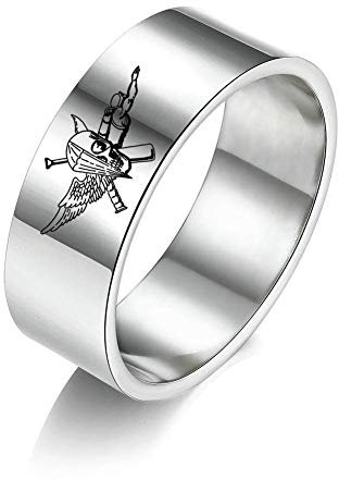 NA 8 mm breiter Titanstahl US Marine Force Recon Militärringe für Männer Frauen, Silber/Schwarz/Gold Größe 5-13