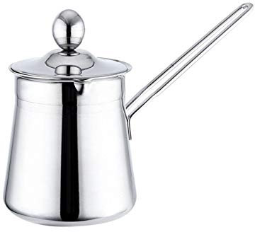 Cafetera con tapa de acero inoxidable moderna con mango largo, cafetera turca apta para eléctrica, vitrocerámica, cocinas de gas y lavavajillas