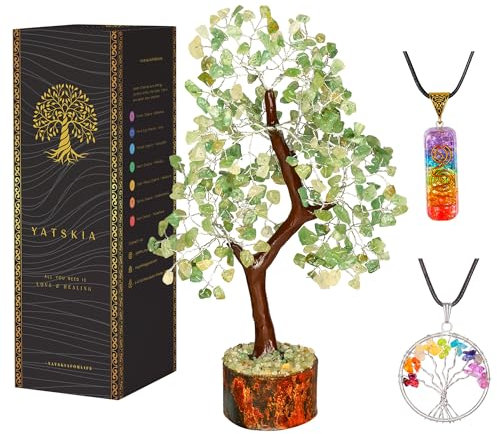 Yatskia Green Jade Crystal Tree - Crystals and Stones - Gemstone Tree - Crystal Gifts - Meditation and Feng Shui Decor - Holistic Gifts for Women - Spiritual Room Decor