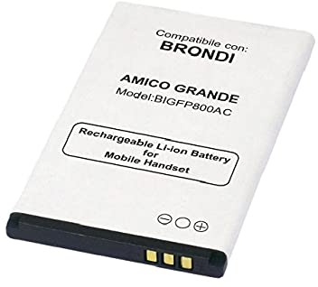 MOVE Batteria SPECIFICA PER BRONDI AMICO GRANDE Liion 3.7V 950 mAh Sostiuisce perfettamente: [Model:BIGFP800AC] ATTENZIONE: CONTROLLARE CHE IL CODICE PRODOTTO COINCIDA CON QUELLO DELLA