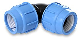 PP-Fitting Bogen 16mm x 16mm 16 bar DVGW Klemmverbinder Verschraubung PE-Rohr