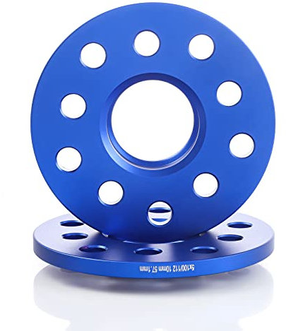 Pindex Spurplatten 5x100 10mm Spurverbreiterungen 5x112 10mm für Audi, Spürverbreiterungsatz 20mm pro Achse, Lochkreis: 5x100 5x112,NLB 57.1mm,Blau