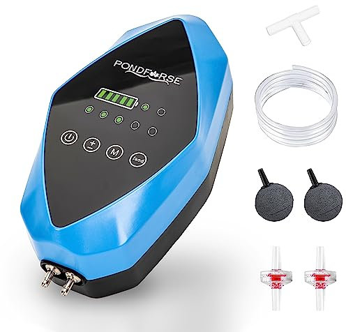 Quiet AC/DC Aquarium Air Pump for up to 600 Gals Tank, 4W/6W Portable Battery Powered Air Pump with Long 48 Hours Battery Life, 2-Outlet Oxygen Pump for Outdoor Fishing