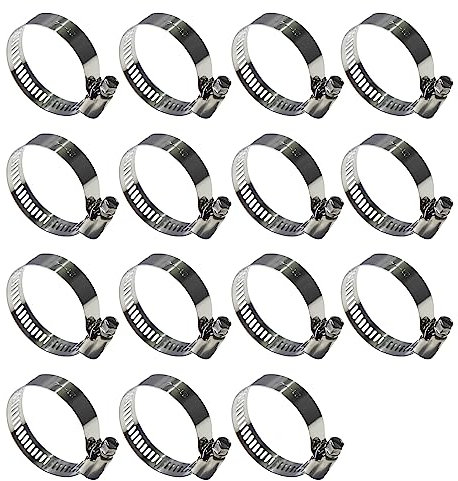 Saim 15PCS Hose Clamp 304 Stainless Steel 21-44mm Rang Hose Clips Adjustable Worm Drive Screws Pipe Clamps for Hose Pipe Tube