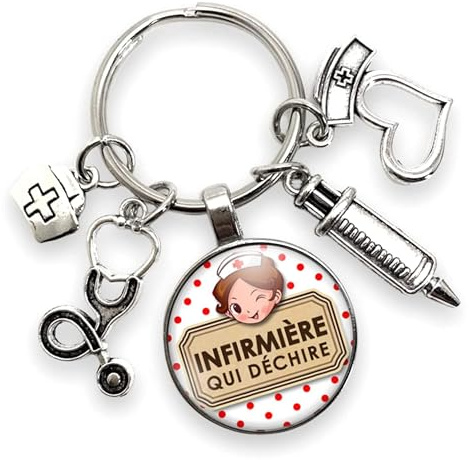 cadeau porte clés infirmière « je suis une infirmière qui déchire » avec breloques - - cadeau anniversaire - cadeau noël - création