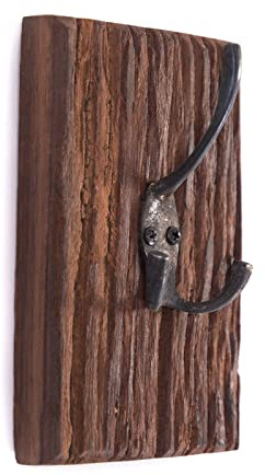 DESIGN DELIGHTS WANDGARDEROBE Board | Massivholz, Doppelhaken, 15 cm | Garderobenpaneel, Garderobenhaken, Wandbrett, Holz Schlüsselhaken
