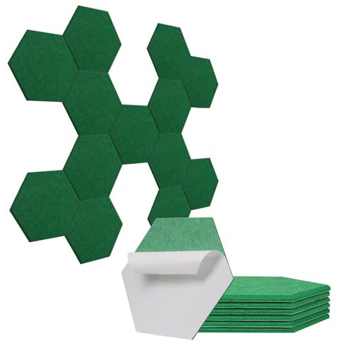 Hexagon Akustikpaneele Selbstklebend 12 Stück, 230 kg/m³ Hohe Dichte Schallabsorber 30*26*1cm Akustikplatten, Schallschutz Wand für Aufnahmestudios, Musikstudios, Büros, Konferenzräume,Heimkinos