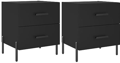 vidaXL Nachttisch 2 STK., Nachtschrank mit viel Stauraum, Kommode für Schlafzimmer, Nachttischschrank Beistelltisch Aufbewahrung Nachtkästchen, Schwarz Holzwerkstoff