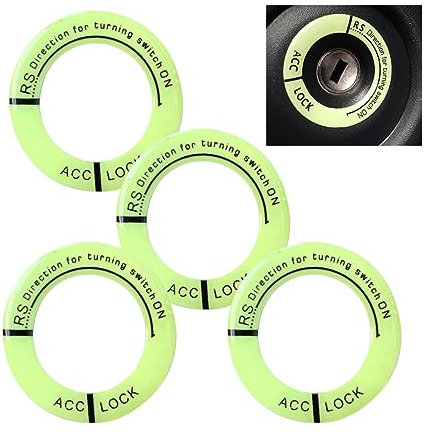 JNNJ 4Pcs Dekorativer Zündschalter Leuchtender Ring, Zündschloss Abdeckung Aufkleber, Start Stop Knopf Dunkel Leuchtende Aufkleber Verkleidung für Auto Motorrad(Schwarz)