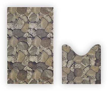 Bestlivings Teppich Badgarnitur 2-teilig - Steine - Weichschaummatte (80x48cm / 48x48cm) - Badvorleger Badteppich Badezimmerteppich - Antirutsch Bad Dusche