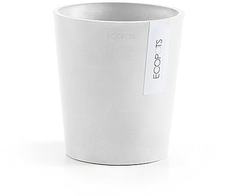 Ecopots Blumentopf Morinda für Orchideen - weiß - Durchmesser Ø 14 cm rund - mit Wasserablauf - Pflanzentopf aus Recycling Kunststoff - modern für Indoor und Outdoor
