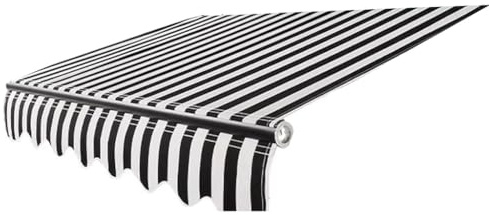 FROON Sonnenschirm Schwarz-weiß gestreifter Polyester-Überdachungsstoff, tragbarer Markisen-Ersatzstoff, einziehbarer Sonnenschutz für kühlen Schatten für Shop Garden