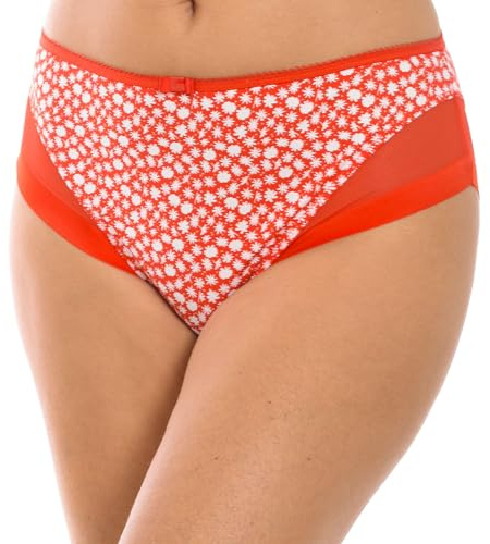 Dim Slip Klassisch Generous Damen x1, Rot mit weißen Blumen, XL