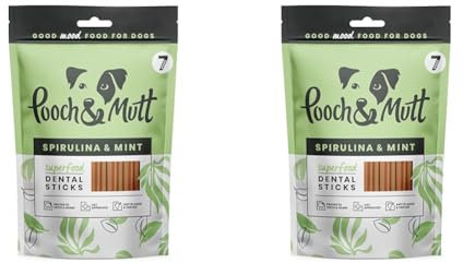 Pooch & Mutt - Dental Sticks für Hunde mit Spirulina & Minze, 251g Packung (Packung mit 2)