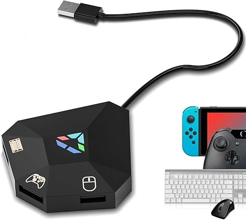 Câblé Adaptateur Clavier et Souris pour PS4 / pour PS3/pour Xbox One/pour Xbox 360/ pour Switch Lite Jeu Câblé Adaptateur Clavier et Souris pour Connexion USB Convertisseur d’indicateurs LED