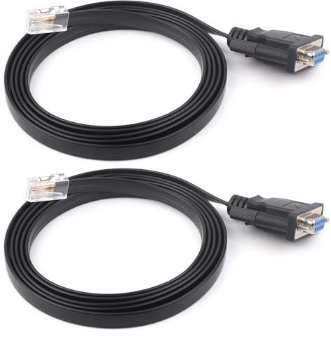 Waveshare 2PCS RS232 to RJ45 Console Cable, RS232 DB9 Female Port to RJ45 Console Male Port, Console Communication Kabel, Cable Length 1.8m
