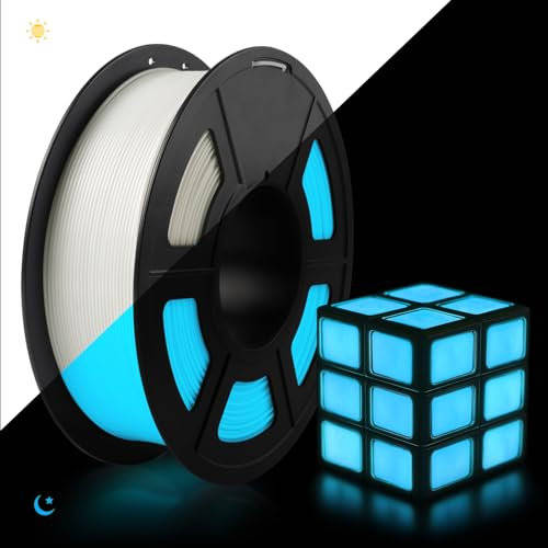 TECBEARS Glow in the Dark Filament PLA 1.75mm, PLA Leuchtet Filament Blau, Maßgenauigkeit +/- 0.02mm, 1kg Spule Filament PLA für 3D Drucker, Glow Blau