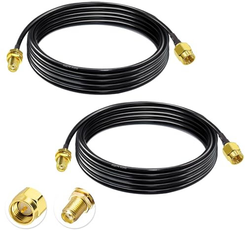 Cable Antena WiFi, RP-SMA Macho A Hembra Cable Coaxial, 2 Paquete Cable Alargador De Extensión De Antena SMA, 1m Cable Alargador De Antena, Cable Coaxial Extensión Antena WiFi