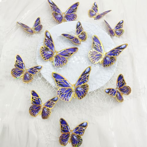 Palumma Schmetterlings-Wandaufkleber, 3D-Schmetterlings-Dekorationen, 2 Größen, Schmetterlingsparty-Dekorationen, Schmetterlings-Themenparty-Dekorationen für Geburtstag, Hochzeit, Kinderzimmer,