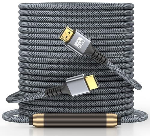 looyotul 4k Cable HDMI 25m Alta Velocidad HDMI 2.0 Cable 4K@60HZ de retorno de audio y video conector dorado 3D Arc se utiliza para televisión de ultra alta definición Xbox PS4/PS5,etc.(Plateado)