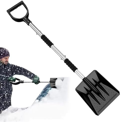 2025 Upgrade Snow Shovel - Detachable 3-Part Adjustable Telescopic Handle, Sand & Mud Removal Tool for Driveway Snow Removal