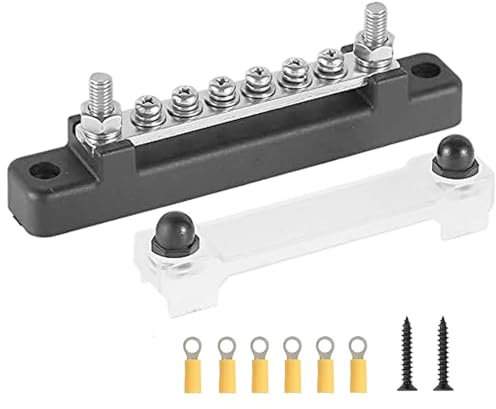 1 Pc 150A Common 12V BusBar Power Terminal Blocks, Heavy Duty Busbar Stud Terminal Junction Block,Heavy Duty 12v Bus Bars 6way,Busbar Power Terminal Blocks,for Car Boat Marine Caravan RV