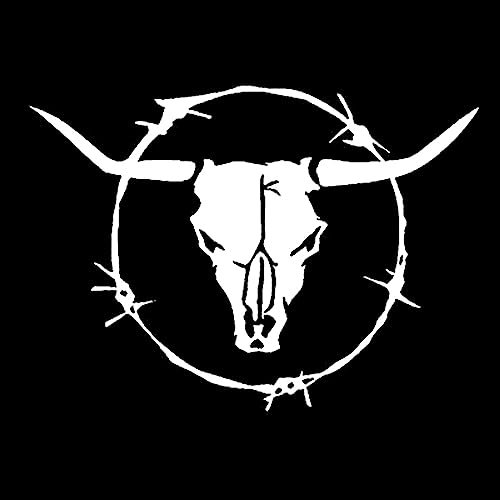 15 Cm * 10,9 Cm Bardian Longhorn Bull Schädel Barb Draht Kuh Vinyl Aufkleber Dekor Auto Aufkleber(Silver)