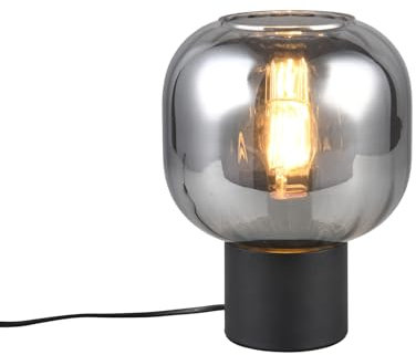 Kleine Tischleuchte Schwarz mit Glasschirm Chrom bedampft, Höhe 26cm